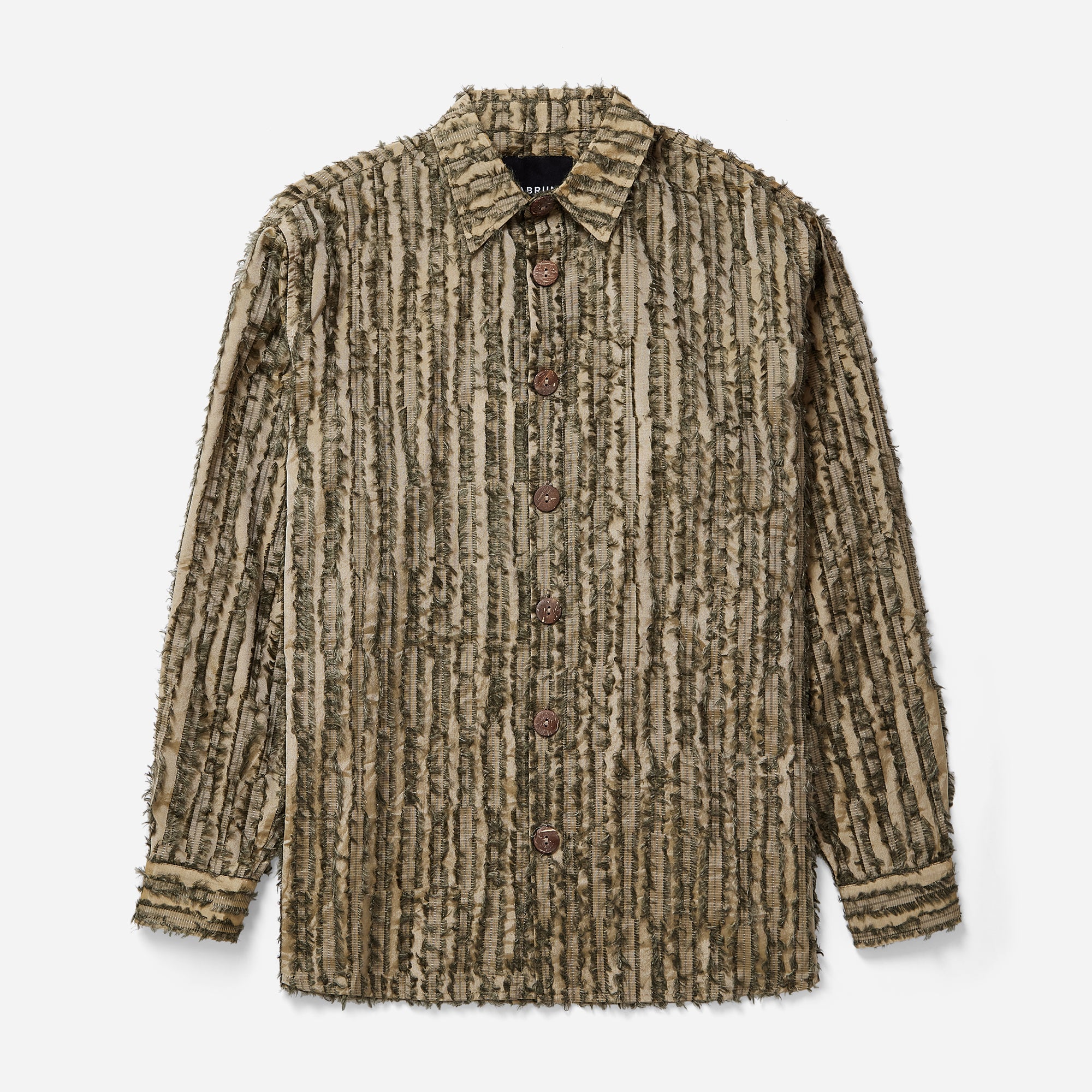 Green Frayed Striped Shirt