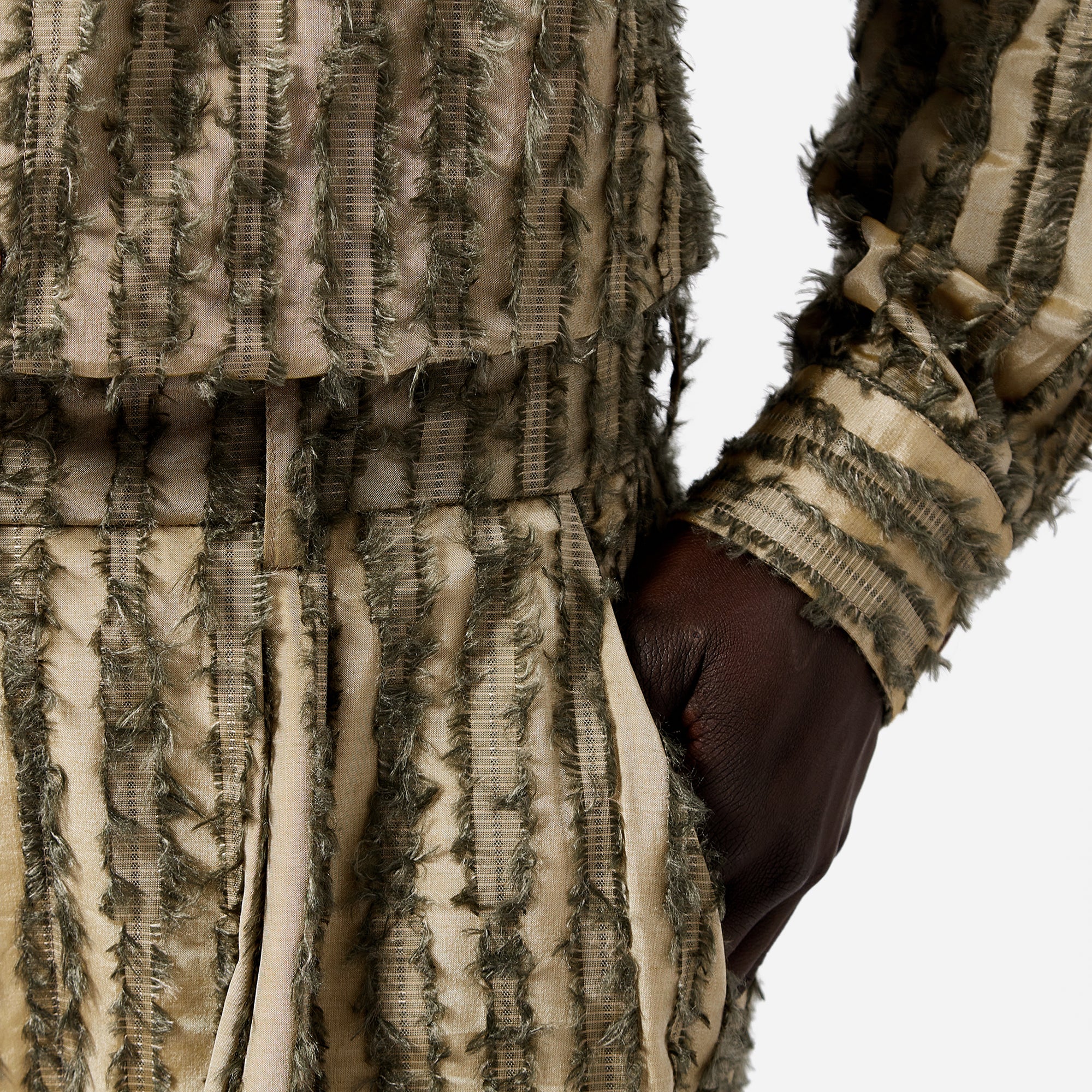 Green Frayed Striped Tailored Shorts