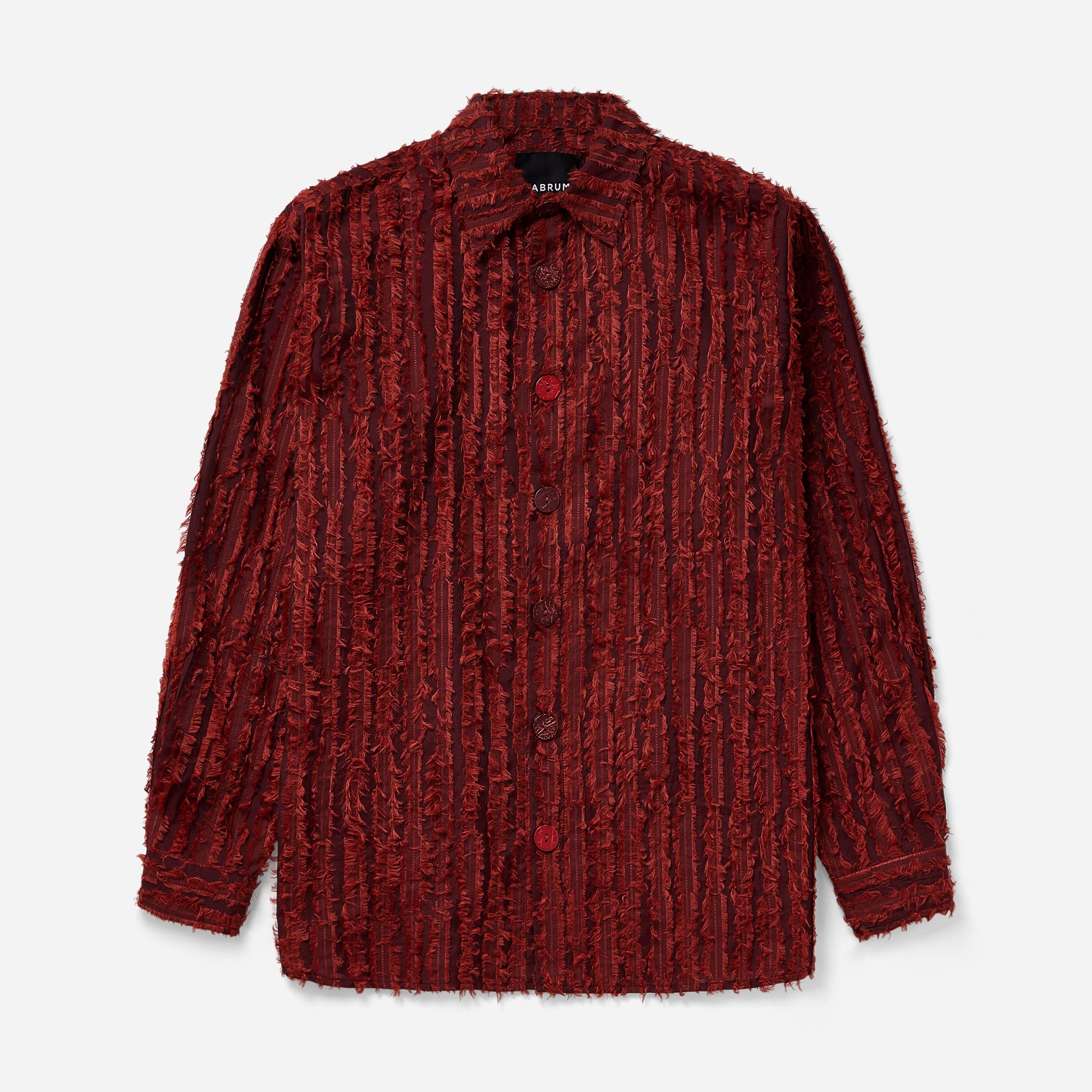 Red Frayed Striped Shirt