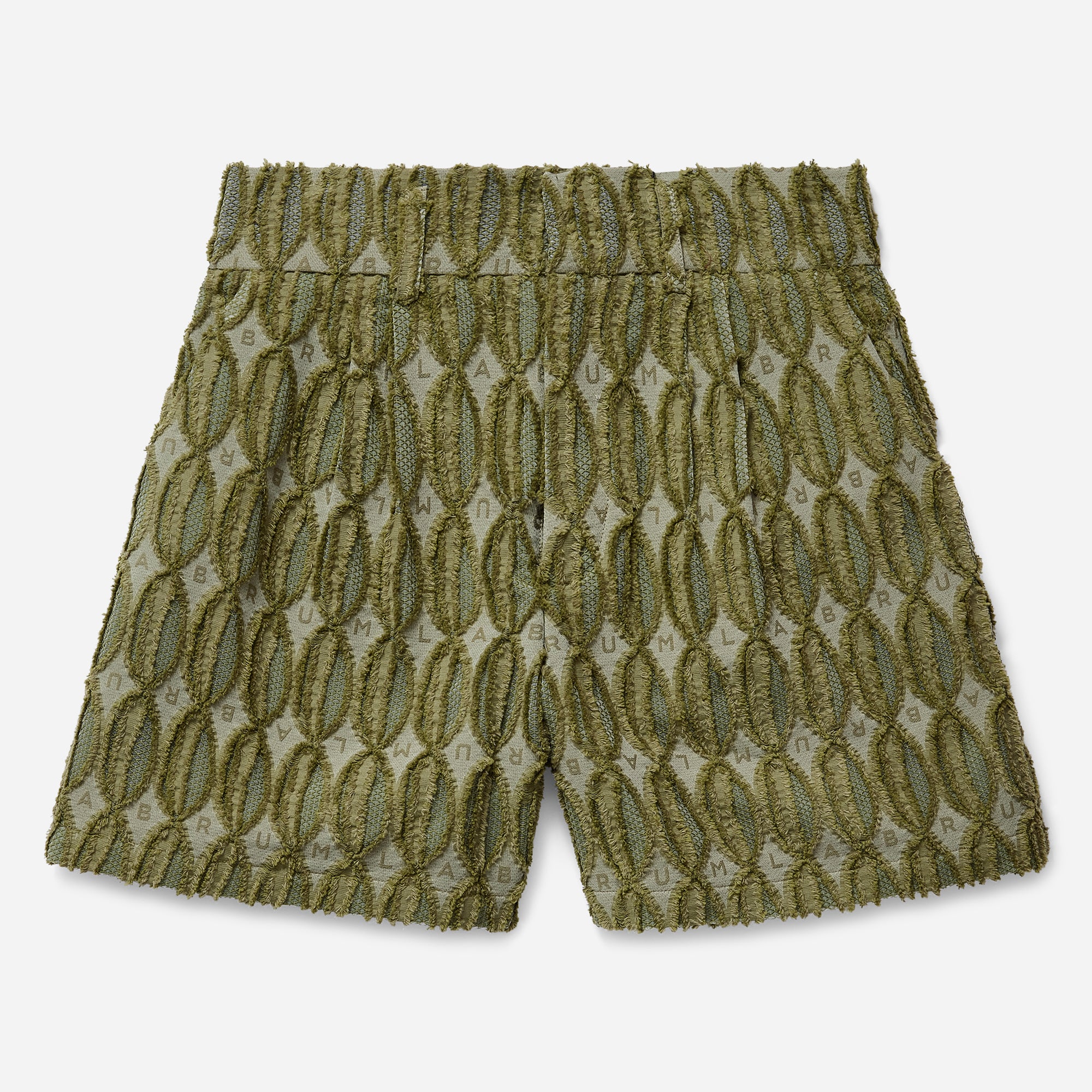Green Textured LABRUM Monogram Tailored Shorts