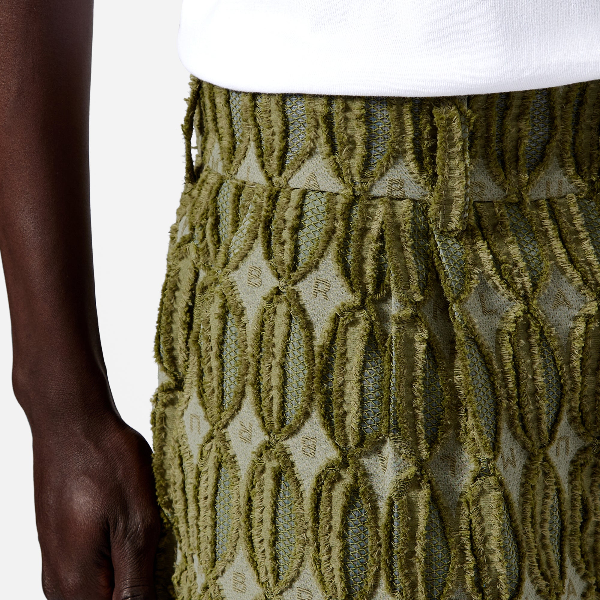 Green Textured LABRUM Monogram Tailored Shorts