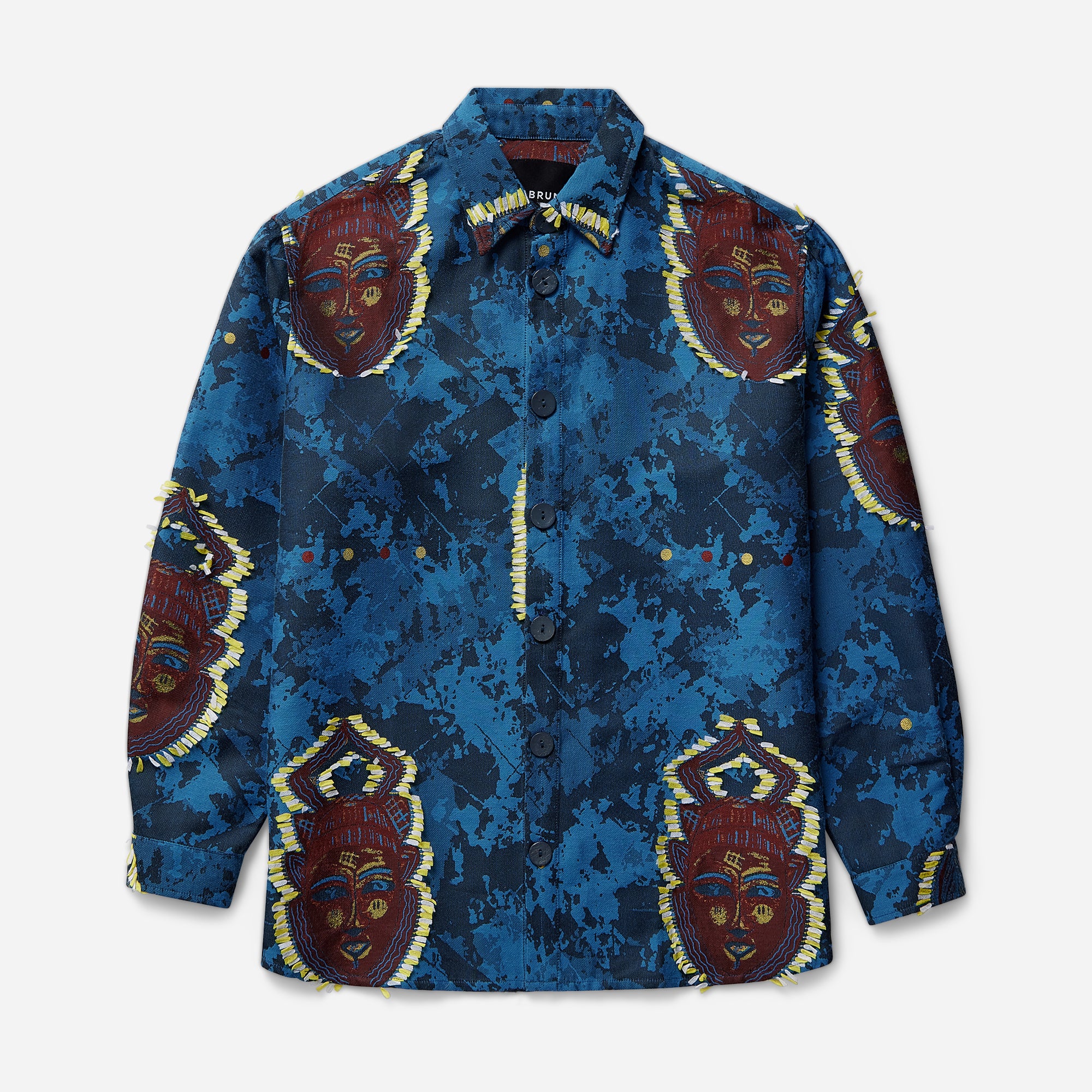 Blue Jacquard Mende & Temne Mask Shirt