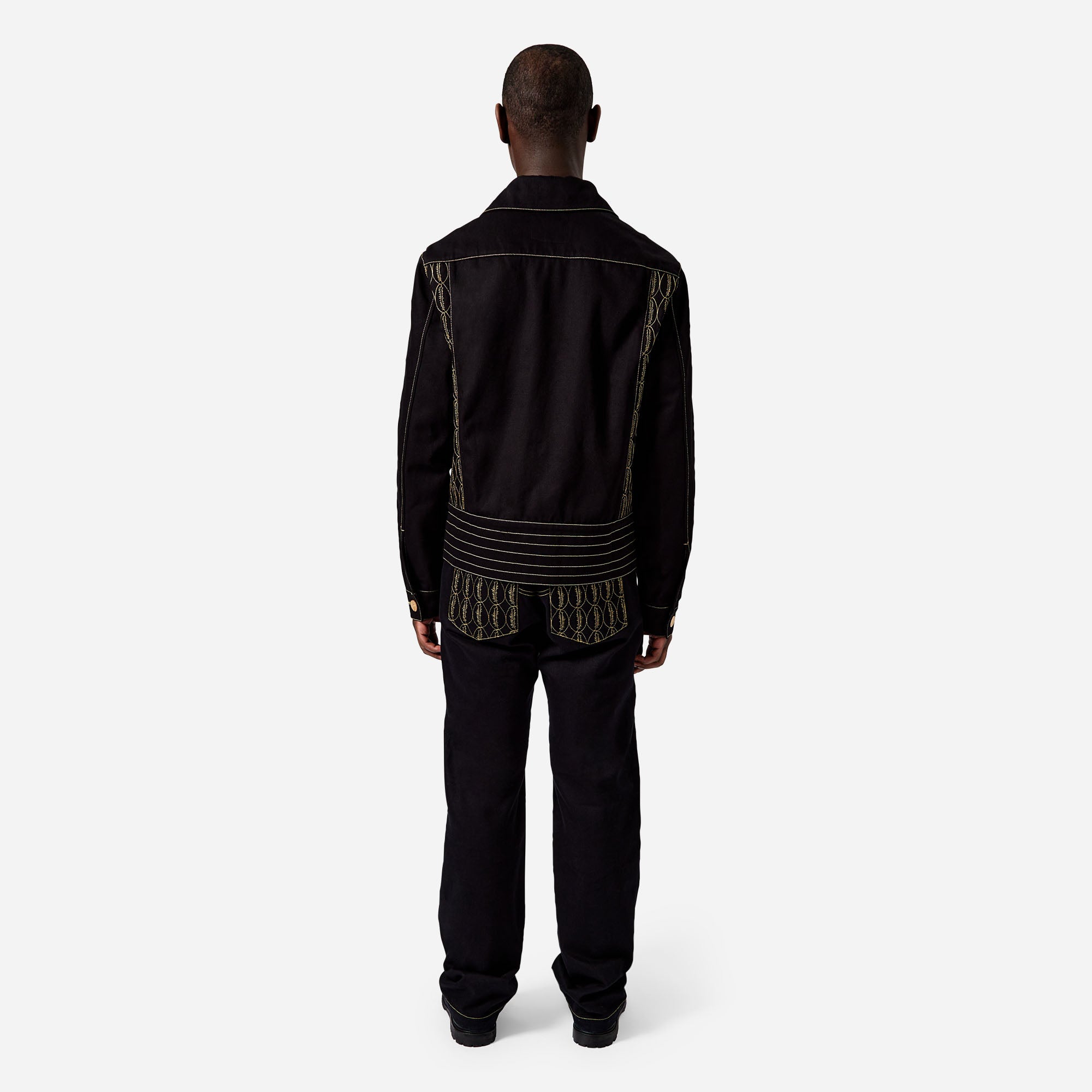 LABRUM Monogram Embroidered Denim Jeans