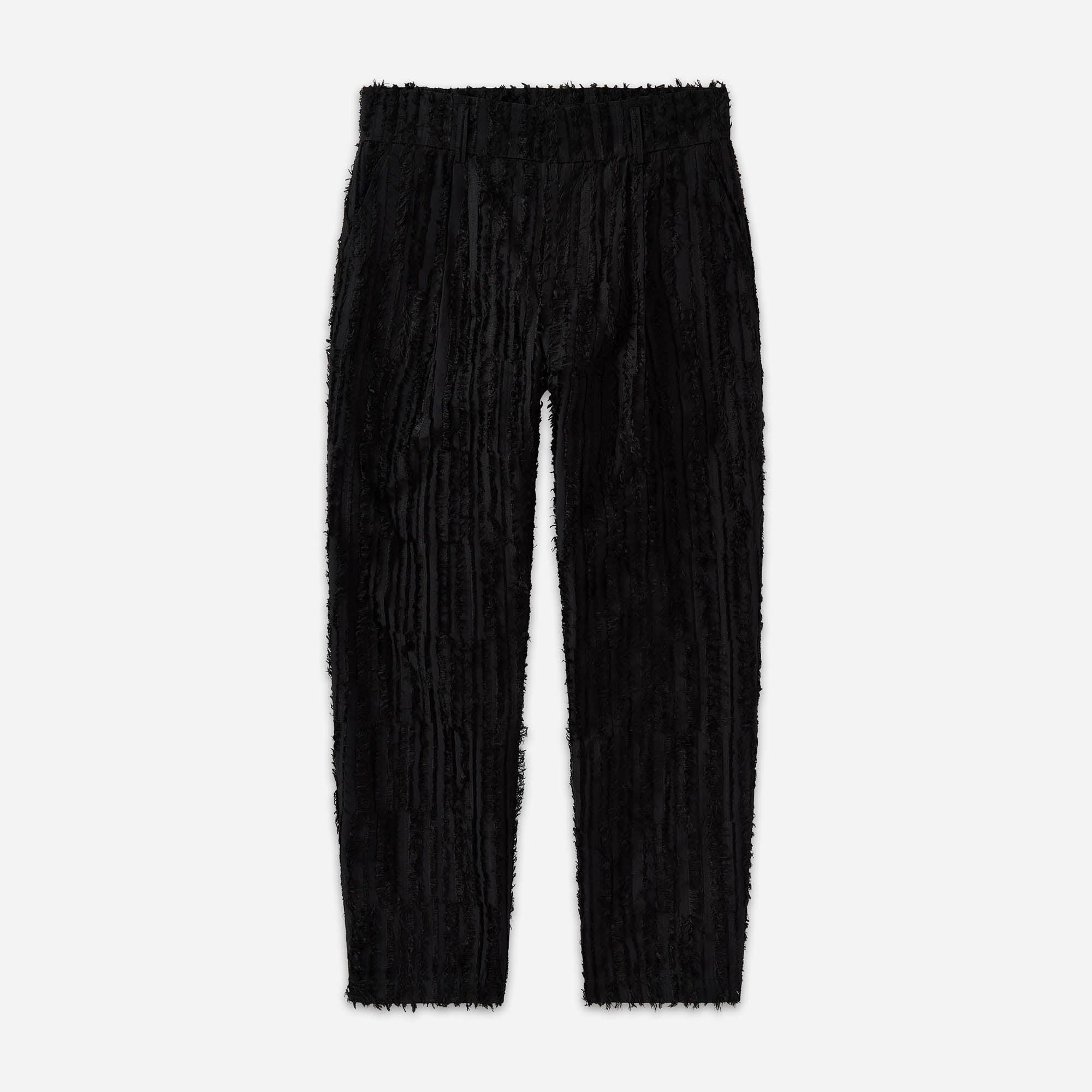 Black Frayed Striped Trouser