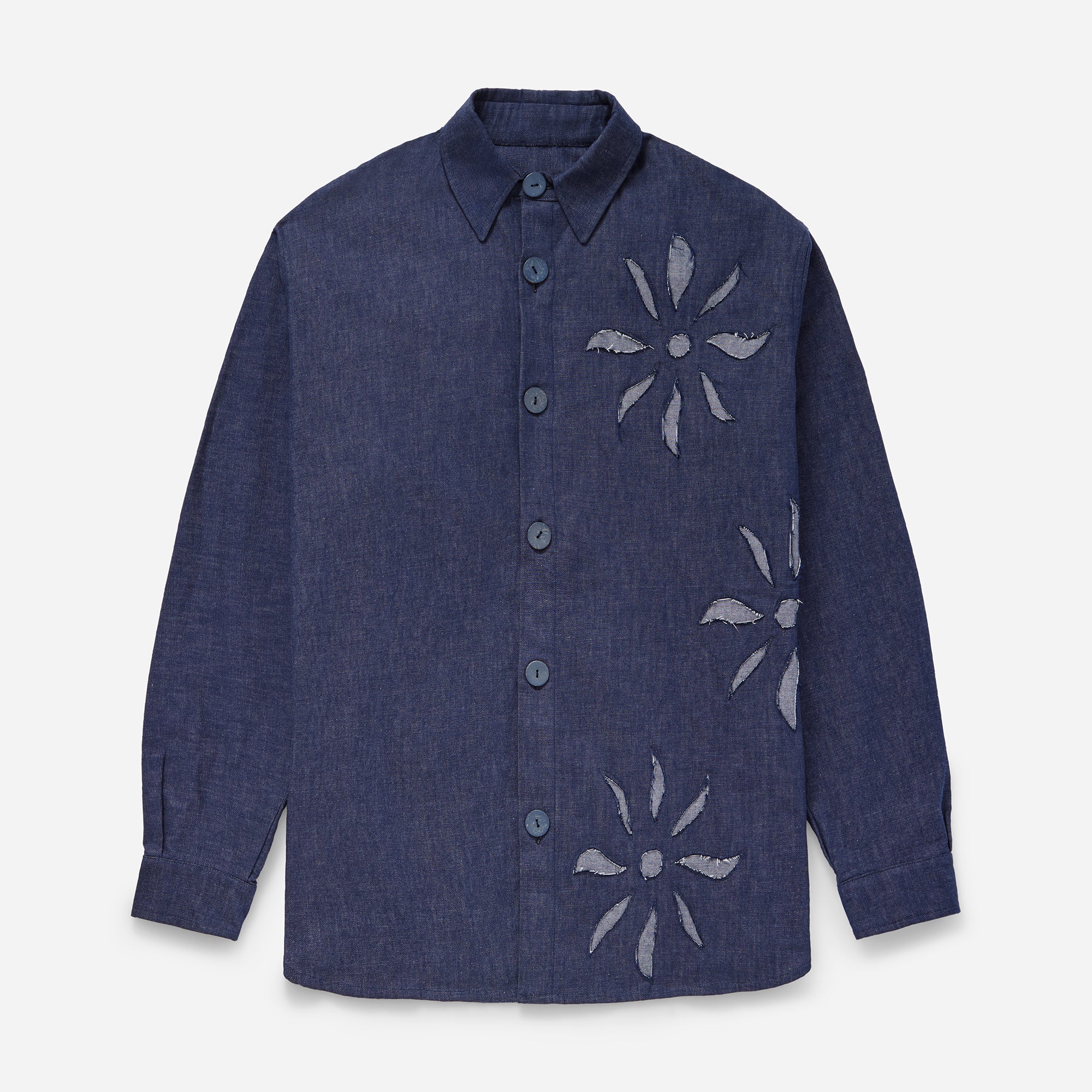 Navy Denim Olokun Flower Shirt