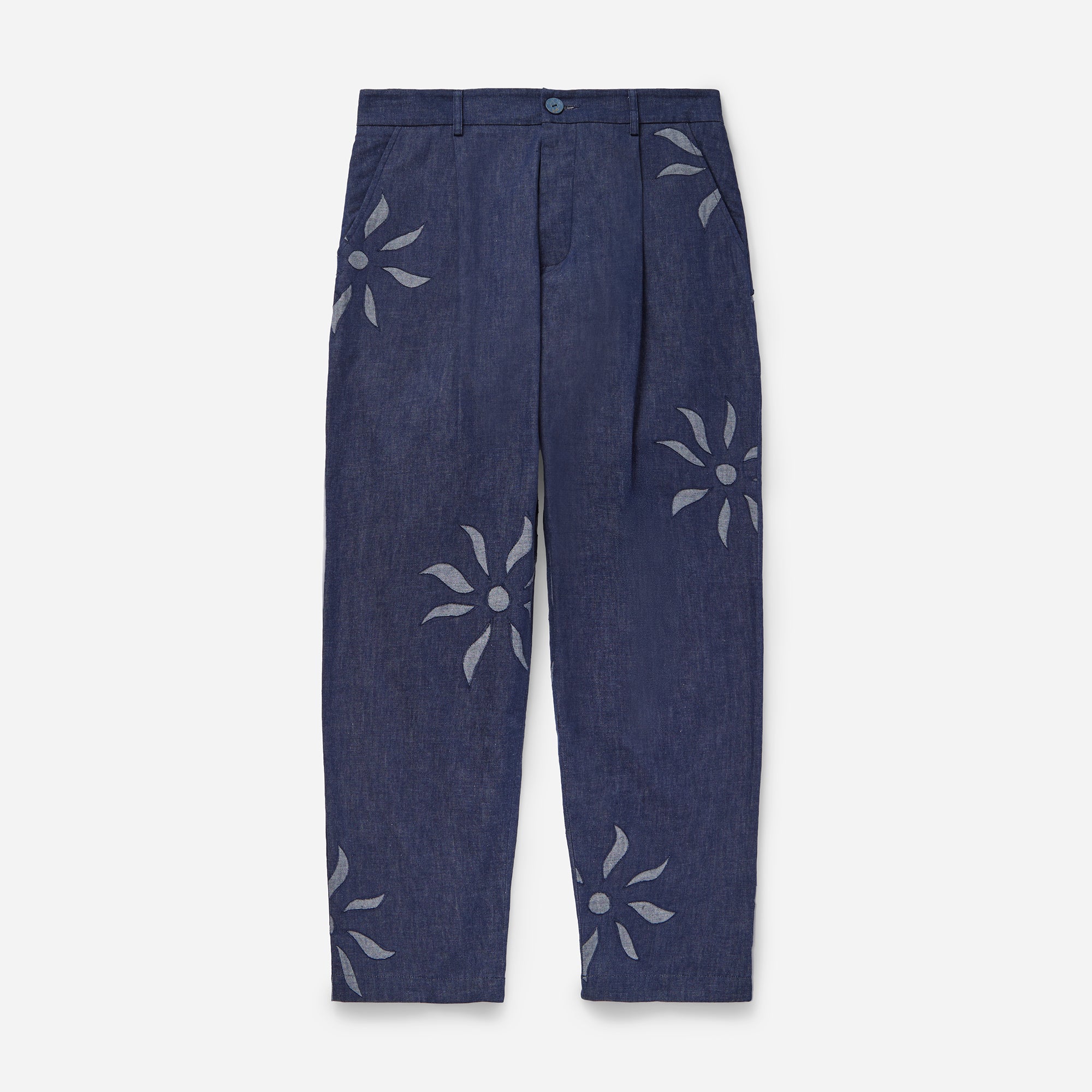 Navy Olokun Flower High Waisted Trousers