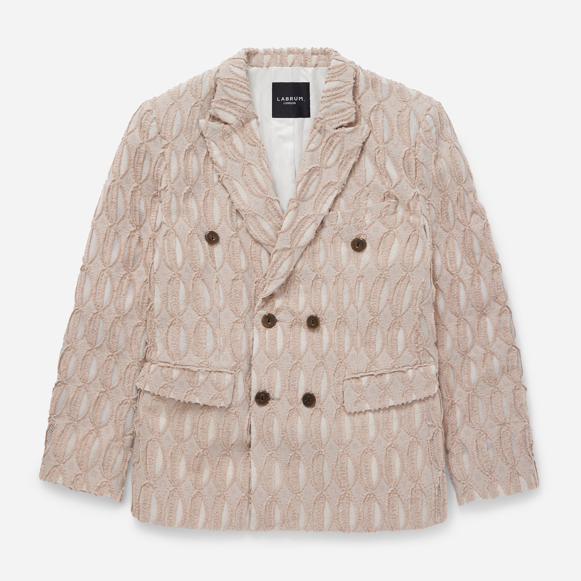 Blush Textured Double Breasted Monogram Blazer