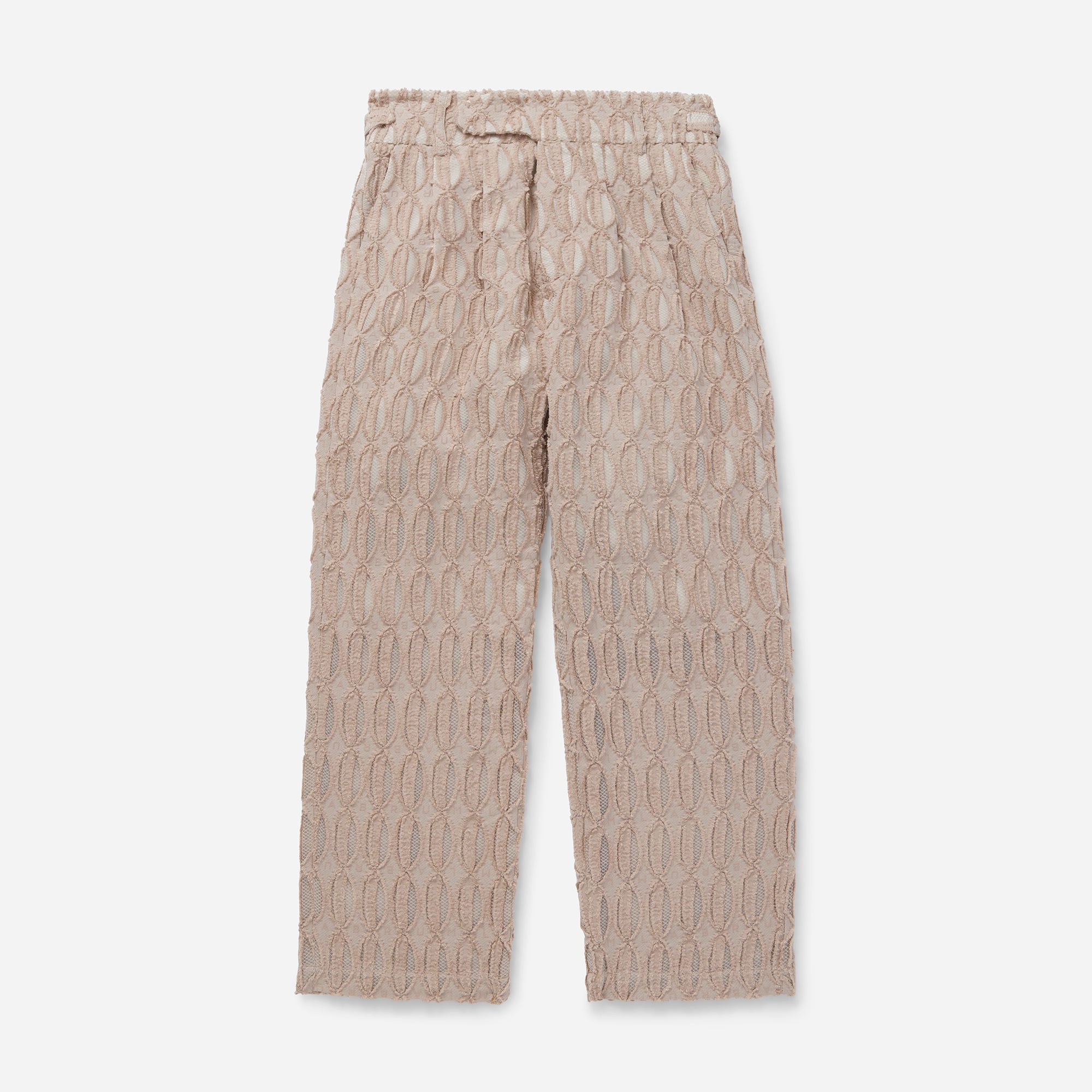 Blush Textured Cotton Tree Monogram Trousers