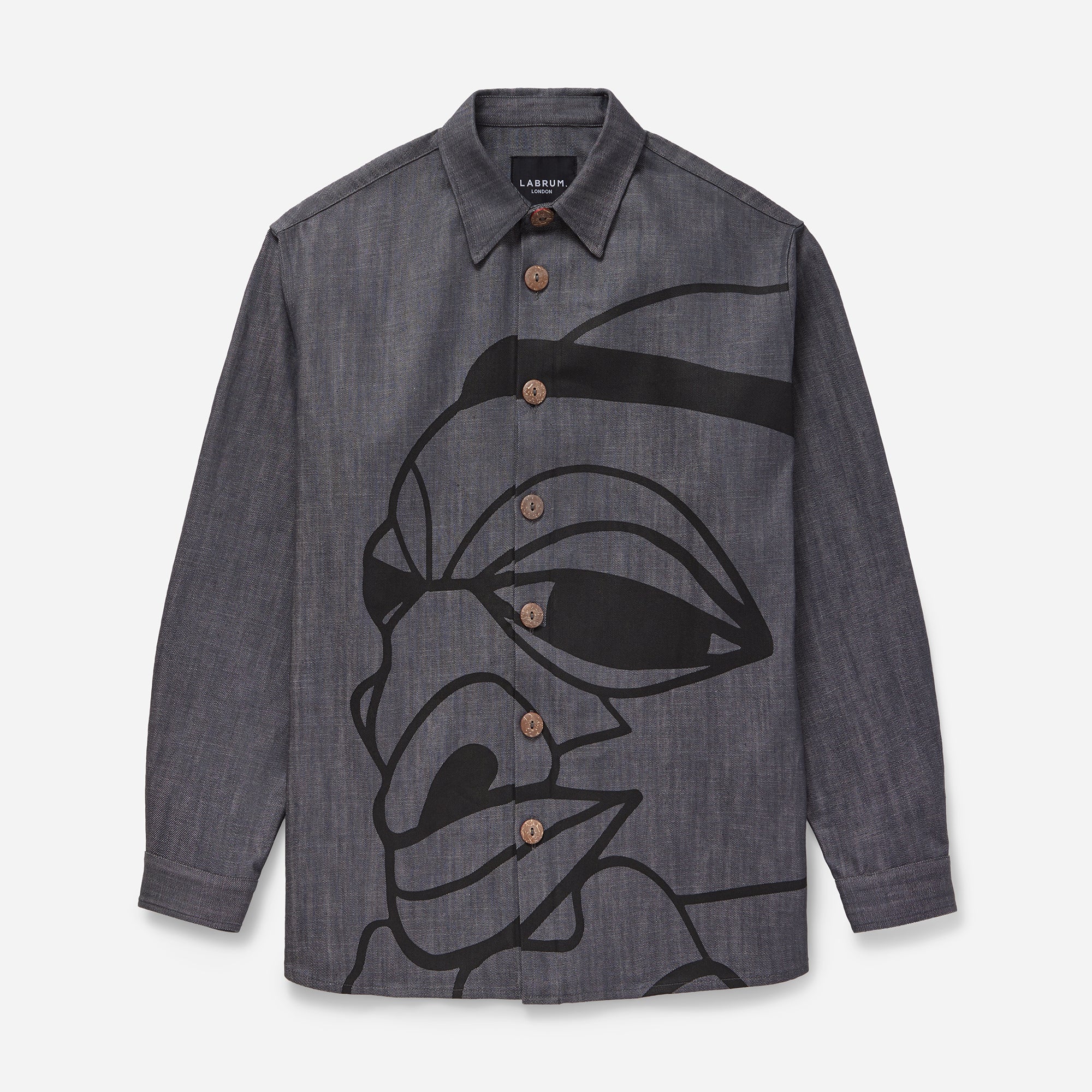 Grey Printed Nomoli Denim Shirt