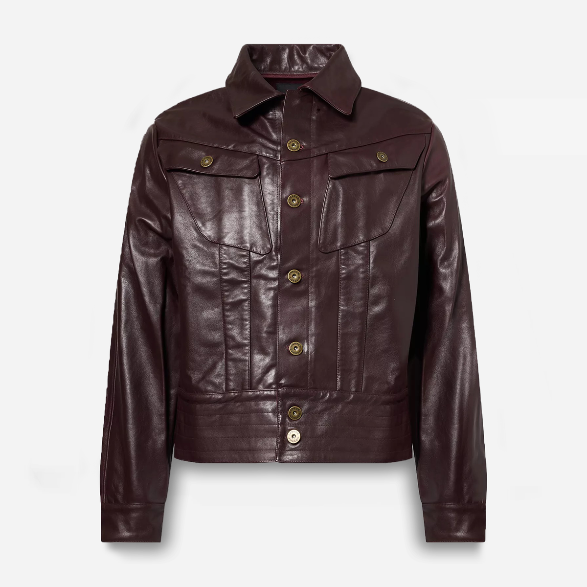 Burgundy Leather Work Jacket