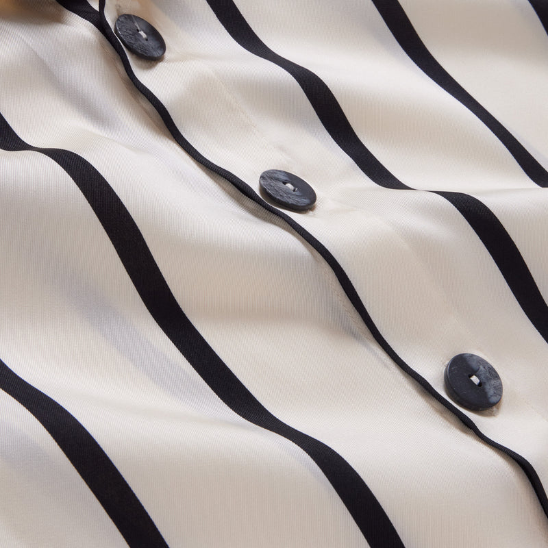 Cream & Black Oversized Striped Shirt