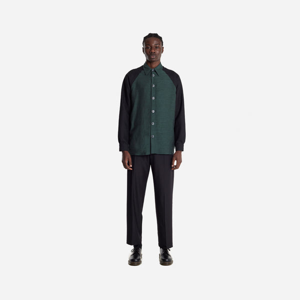 Green & Black Raglan Shoulder Panelled Shirt