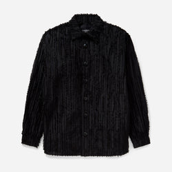 Black Frayed Striped Shirt