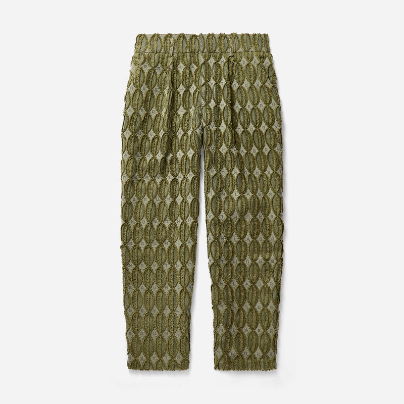 Sage Textured Jacquard LABRUM Monogram Trousers