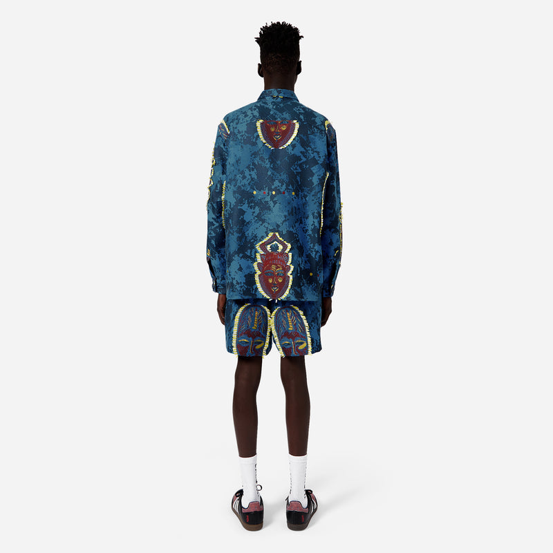 Blue Jacquard Mende & Temne Mask Shirt