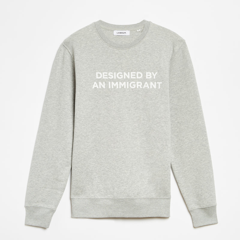 Grey Designed By An Immigrant Jumper