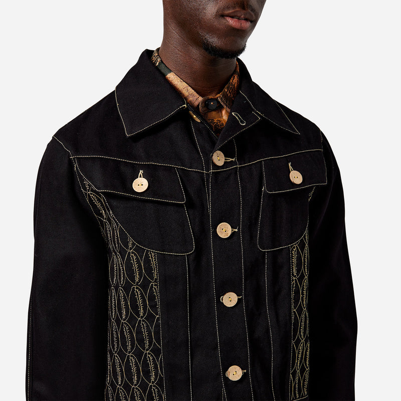 LABRUM Monogram Embroidered Work Denim Jacket