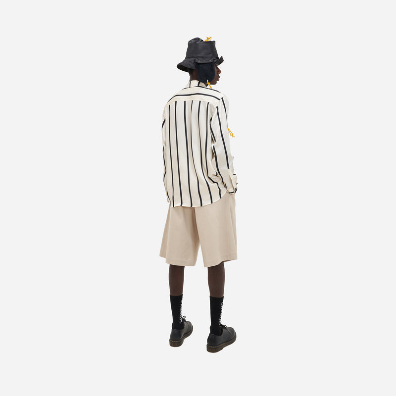 Cream & Black Oversized Striped Shirt