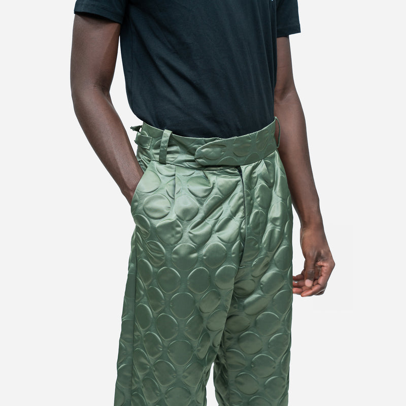 Sage Embossed Circle Cotton Tree Trousers
