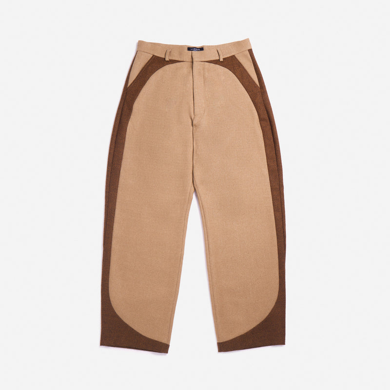 Chestnut & Brown Curved Wide Leg Panelled Trouser