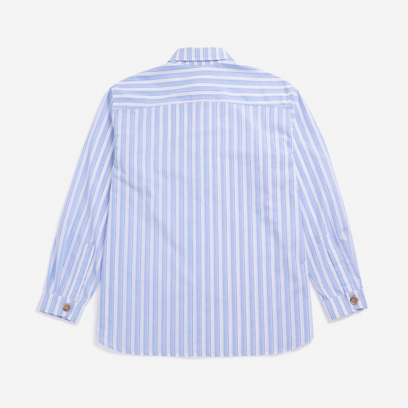 White & Blue Oversized Striped Shirt