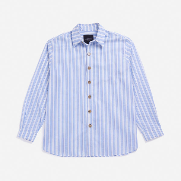 White & Blue Oversized Striped Shirt