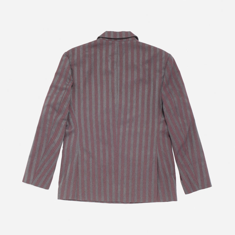 Grey & Burgundy Striped Blazer