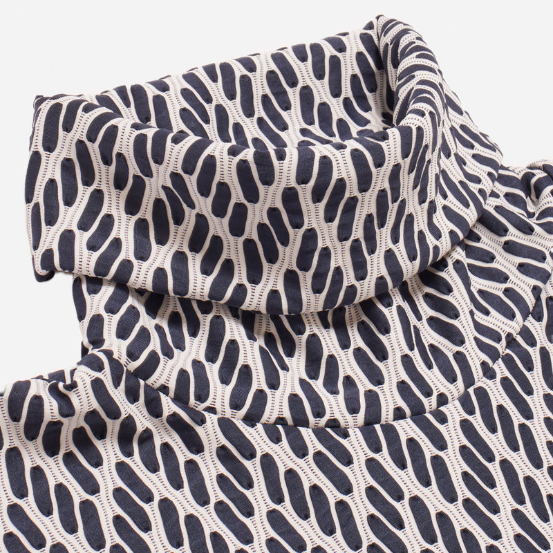 Blue & White Roll Neck Patterned Jumper