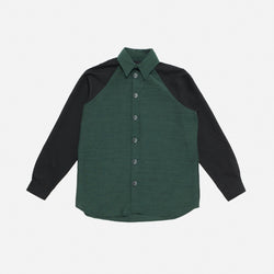 Green & Black Raglan Shoulder Panelled Shirt
