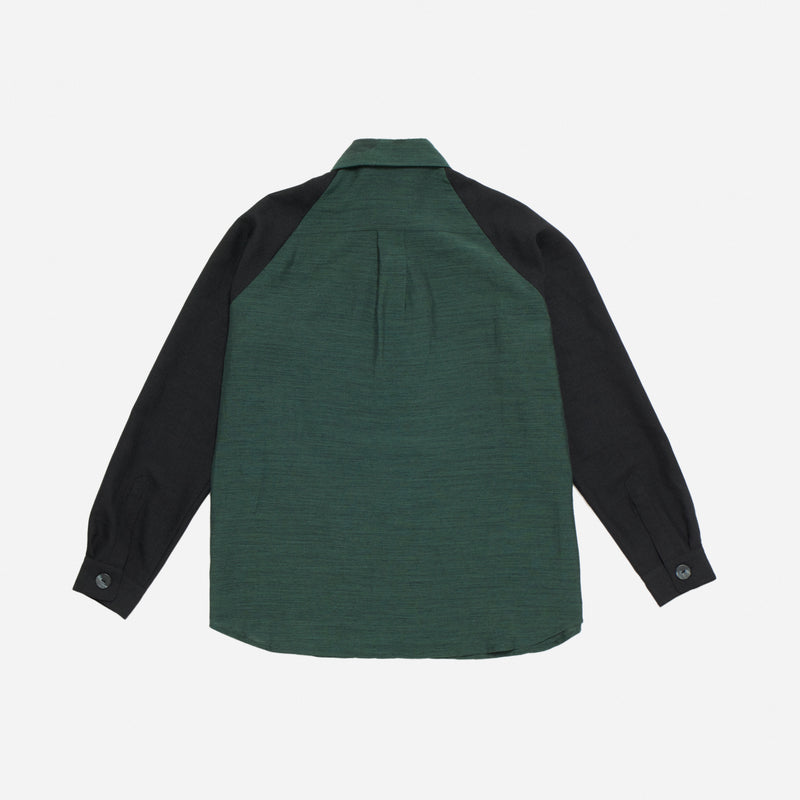 Green & Black Raglan Shoulder Panelled Shirt
