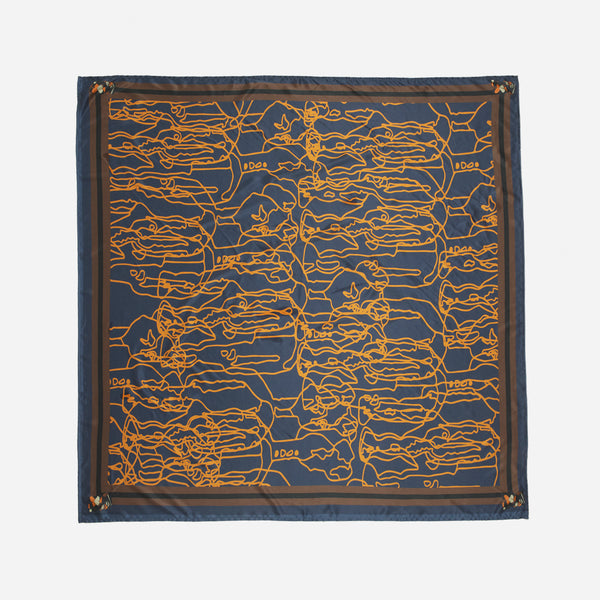 Blue Nomoli Repeat Printed Silk Scarf