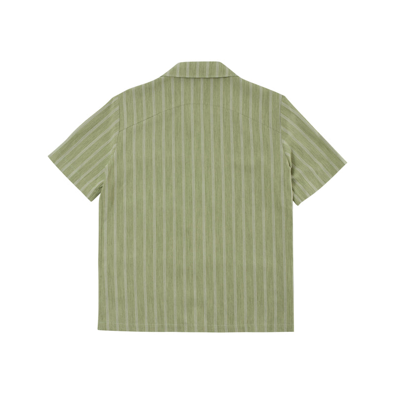 Olive Green & White Pinstripe Safari Shirt