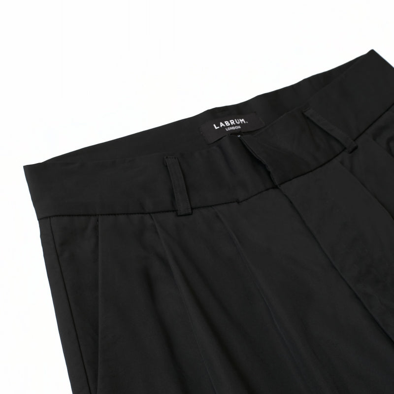 Black Pleat Tailored Trousers