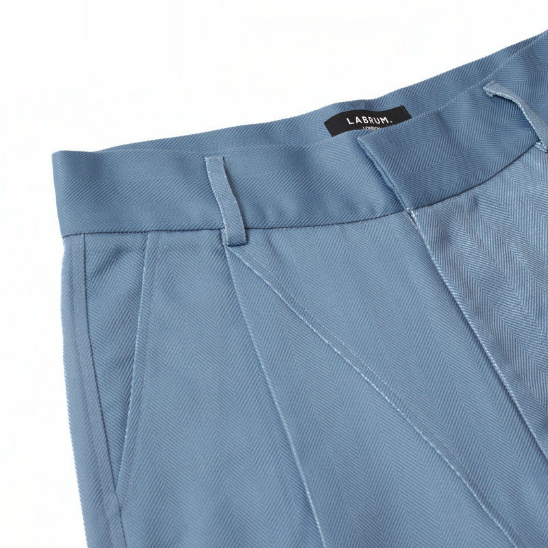 Blue Freetown Panelled Pleat Trousers